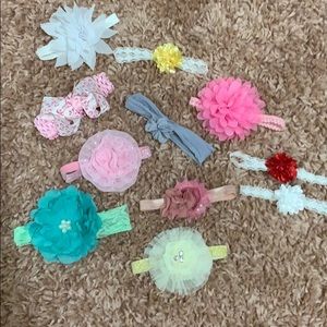 Baby Girls Headbands - hair bows set of 11 bundle